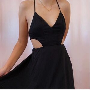 Urban Outfitters Black Cutout Skater Midi Short Dress